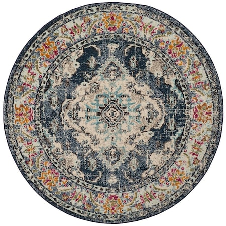 Safavieh Monaco Round Area Rug, Navy and Light Blue - 5 x 5 ft. MNC243N-5R